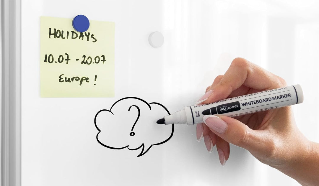 ALLboards Magnetisches Whiteboard 80x50cm Magnettafel mit Aluminiumrahmen Premium EXPO und Stifteabl