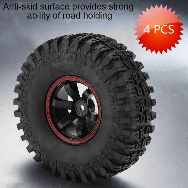 Dilwe RC Auto Reifen, 4 Stück Rad Reifen 6 Löcher Gummi Reifen mit Naben für 1/10 Skala RC Crawler O