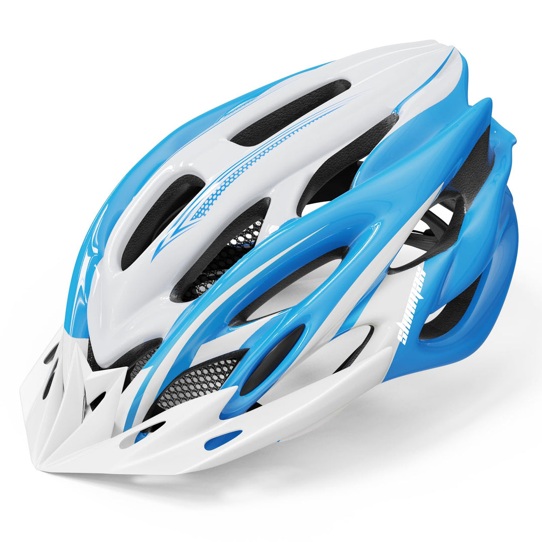 Shinmax Fahrradhelm Herren Damen Fahrradhelm mit Licht Blau Weiss, Blau Weiß