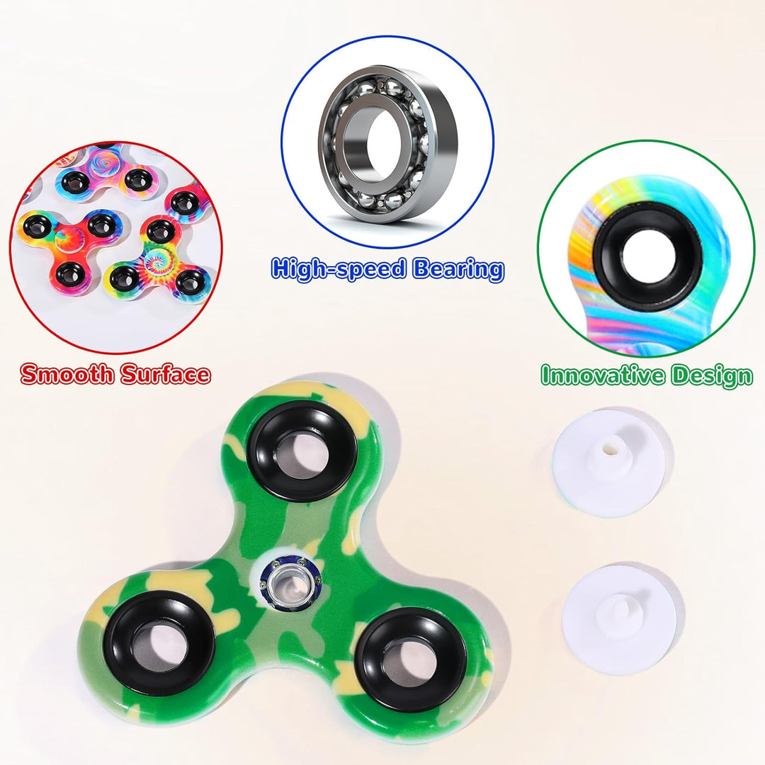 SCIONE 12er Pack Fidget Spinner - Premium Stressabbau-Set für Kinder (6,3 cm) | Farbige Finger Spinn
