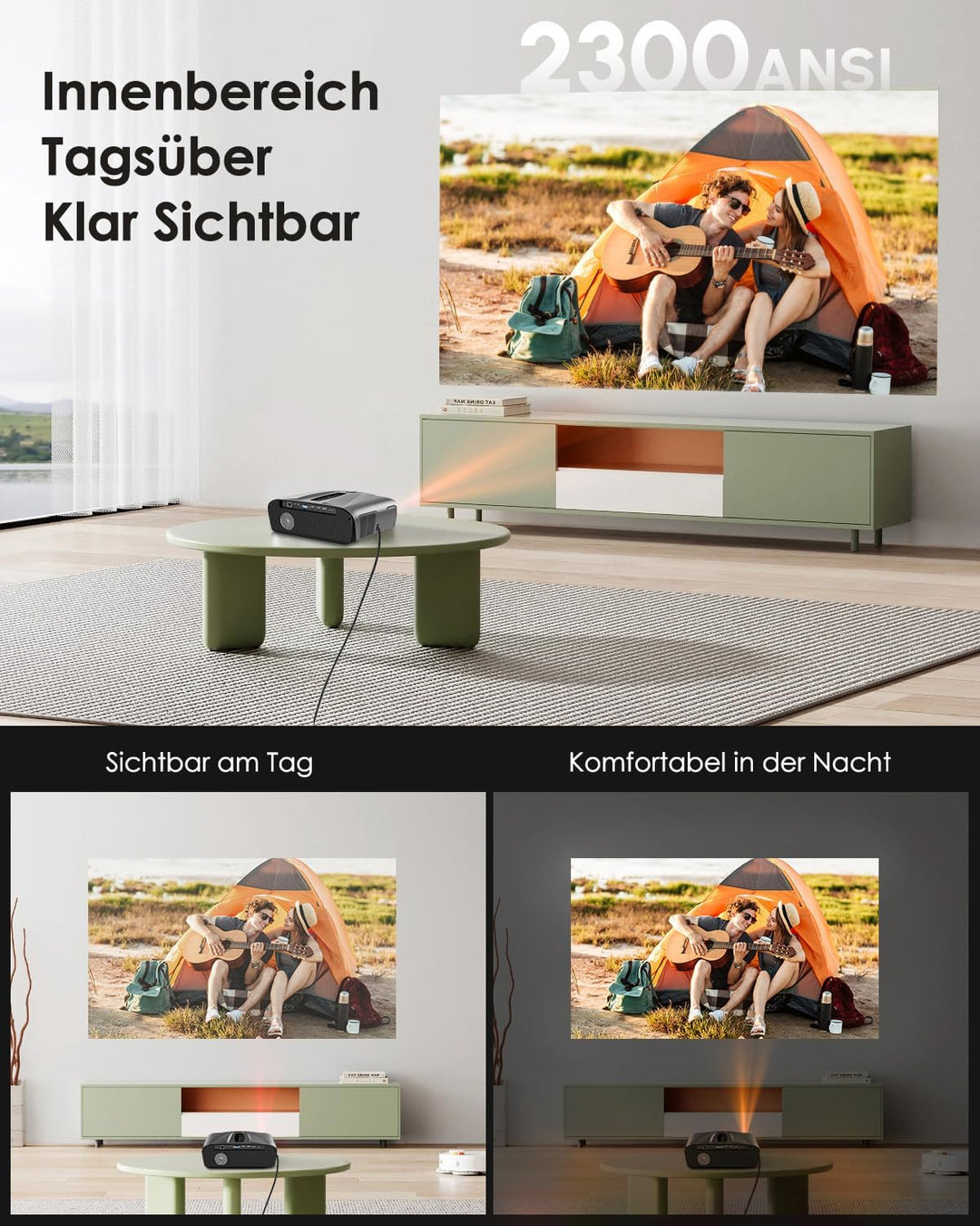 4K Beamer UHD 2300 ANSI Tageslicht Projektor Indoor Heimkino HDR10 WiFi6 Bluetooth NFC Smart Android