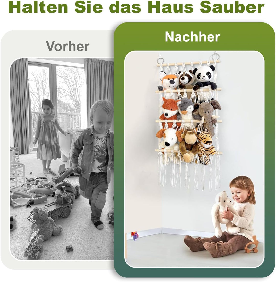 4 Etagen Spielzeug Netz, Kuscheltier Aufbewahrung, Stofftier Platzsparende Plüschtier Aufbewahrung f