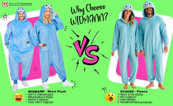 W WIDMANN MILANO Party Fashion - Tier Overall für Erwachsene, weicher Plüsch Jumpsuit mit Kapuze, Ti