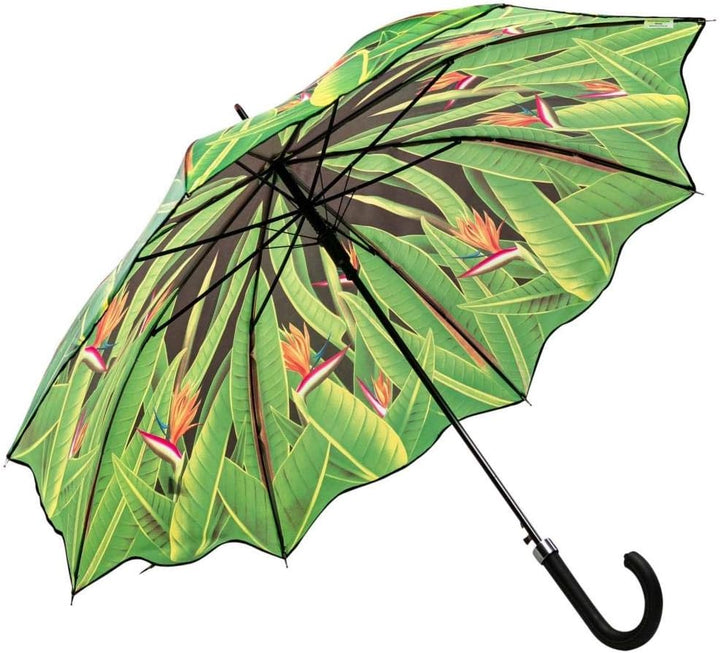 LUCKYWEATHER Regenschirm Stockschirm Damen Motiv Strelitzien Auf-Automatik I Stockregenschirm gross