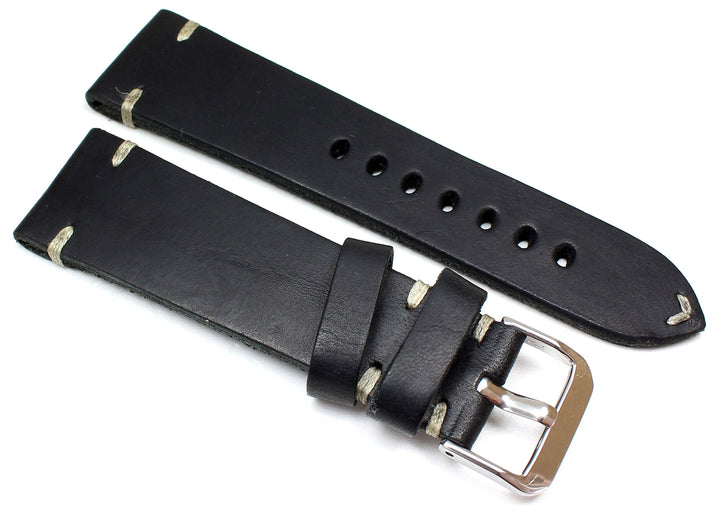 Sulla RIOS1931 24 mm made Germany Lederarmband Vintage Aviator schwarz
