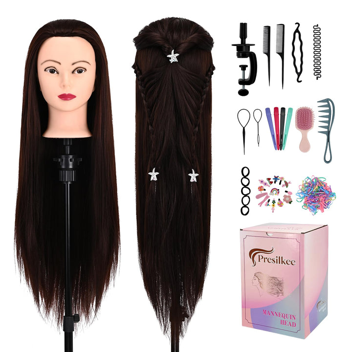 28" Frisierkopf Mit Synthetikfaser-Haar Trainingsköpfe Für Friseure Für Flecht Schneide Styling Übun