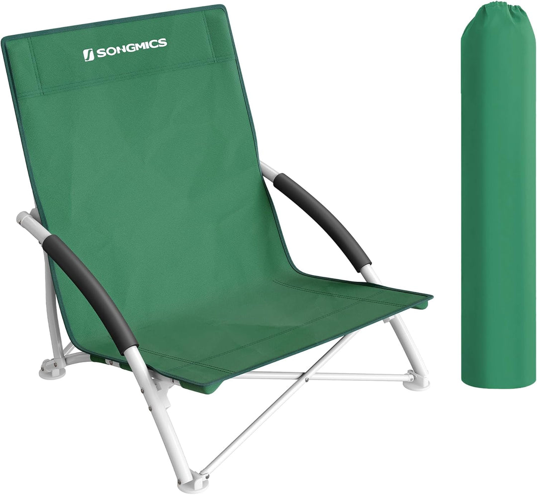 SONGMICS Strandstuhl mit hoher Rückenlehne, tragbarer Klappstuhl, klappbarer Campingstuhl, faltbar,