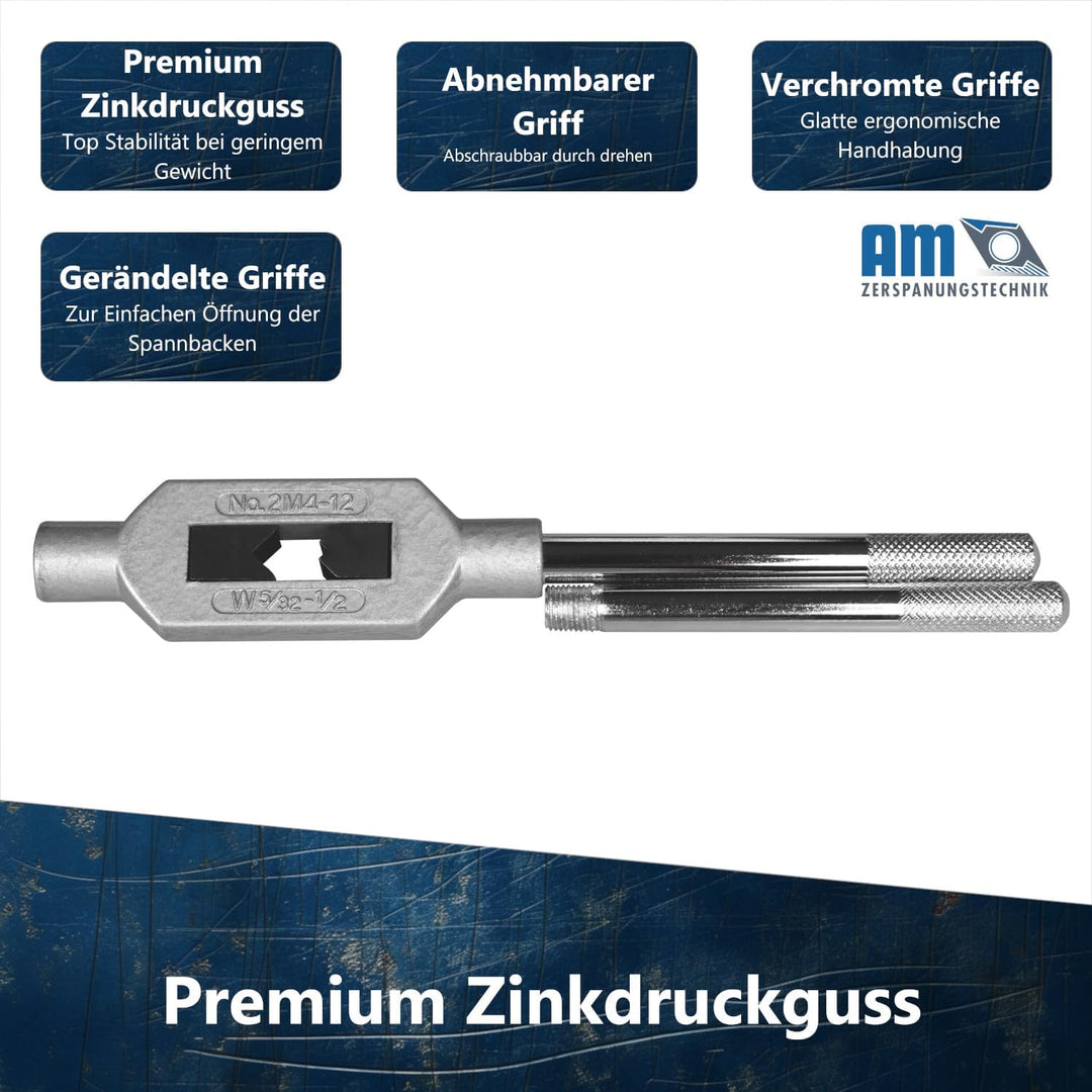 AM-Zerspanungstechnik Windeisen | verstellbares PRO Windeisen für Gewindebohrer | Auswahl verschiede