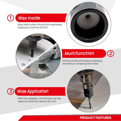 DT-DIATOOL Diamant-Bohrer-Set 6/6mm und 20mm Diamant-Fasenbohrer mit Sechskantadapter für Porzellan