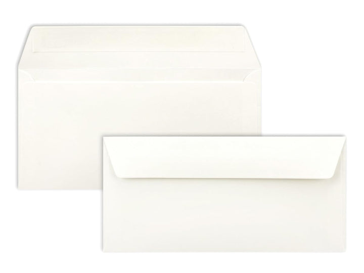 200 Brief-Umschläge DIN Lang - Naturweiss - 110 g/m² - 11 x 22 cm - sehr formstabil - Haftklebung -