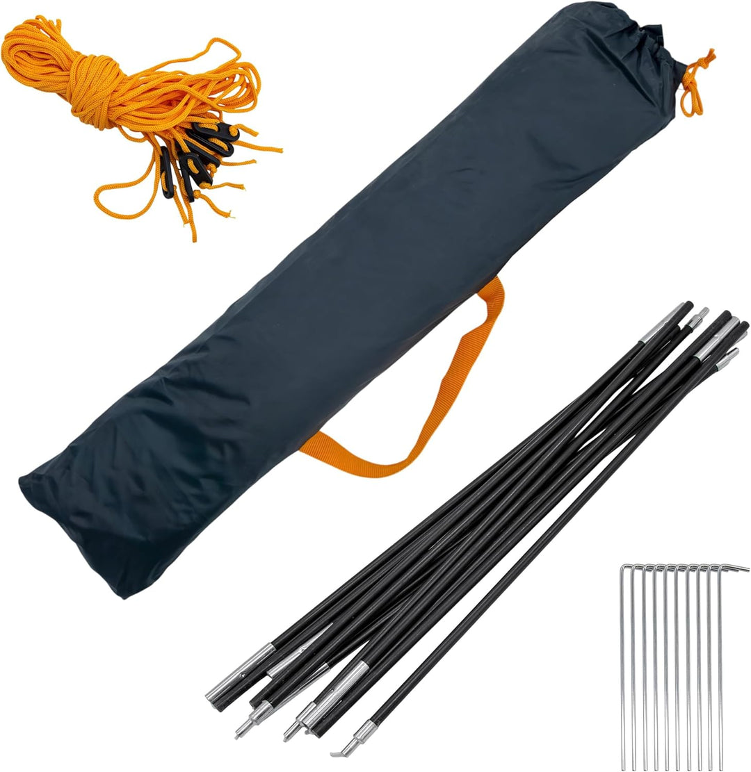 Strand Windschutz grau mit Tragetasche - 400 x 140 cm - Camping Sichtschutz mit Seil und Heringen -