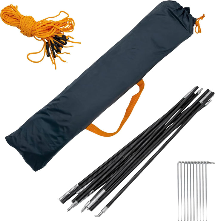 Strand Windschutz grau mit Tragetasche - 400 x 140 cm - Camping Sichtschutz mit Seil und Heringen -