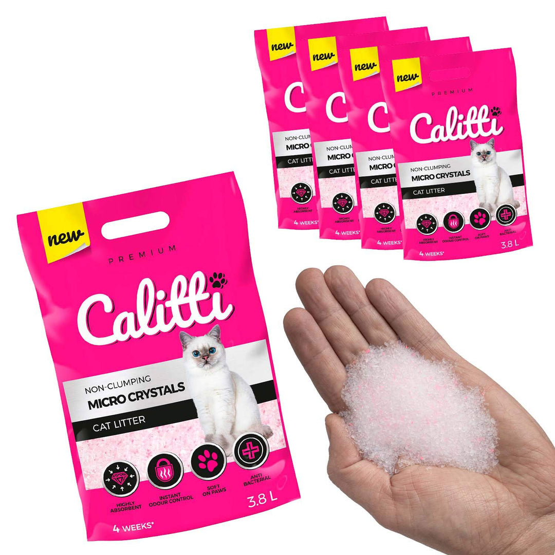 Calitti - Micro Silikat Katzenstreu | Premium Crystals Silikatstreu | Antibakteriell Katzensand | 4-