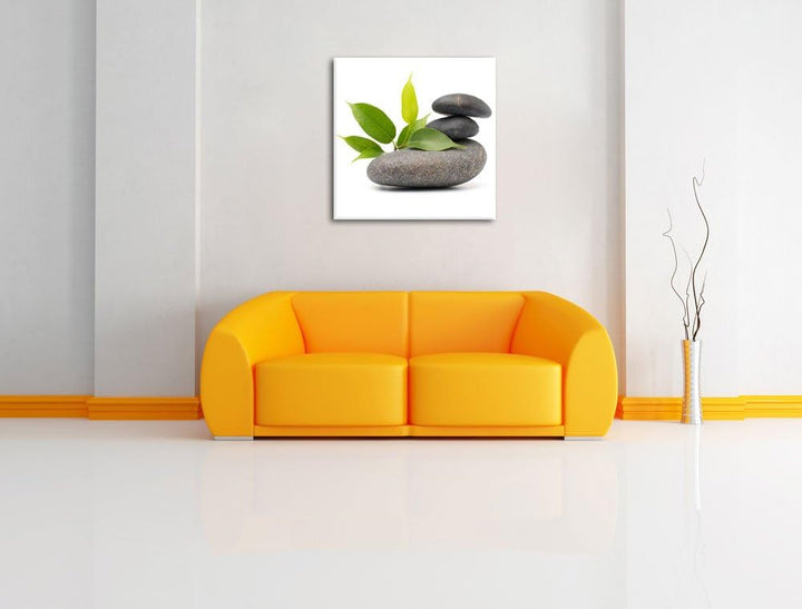 Pixxprint Steinbalance, Format: 70x70 auf Leinwand, XXL riesige Bilder fertig gerahmt mit Keilrahmen