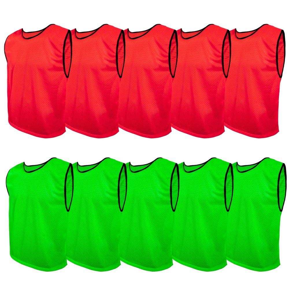 Fussball Leibchen Set 10 Stück: 2 Farben - 5 von jeder Farbe, für Kinder und Erwachsene, Markierungs