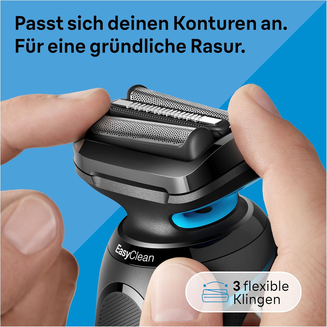 Braun Series 5 Elektrorasierer mit EasyClick Barttrimmer Aufsatz, Rasierer Herren Elektrisch Ladesta