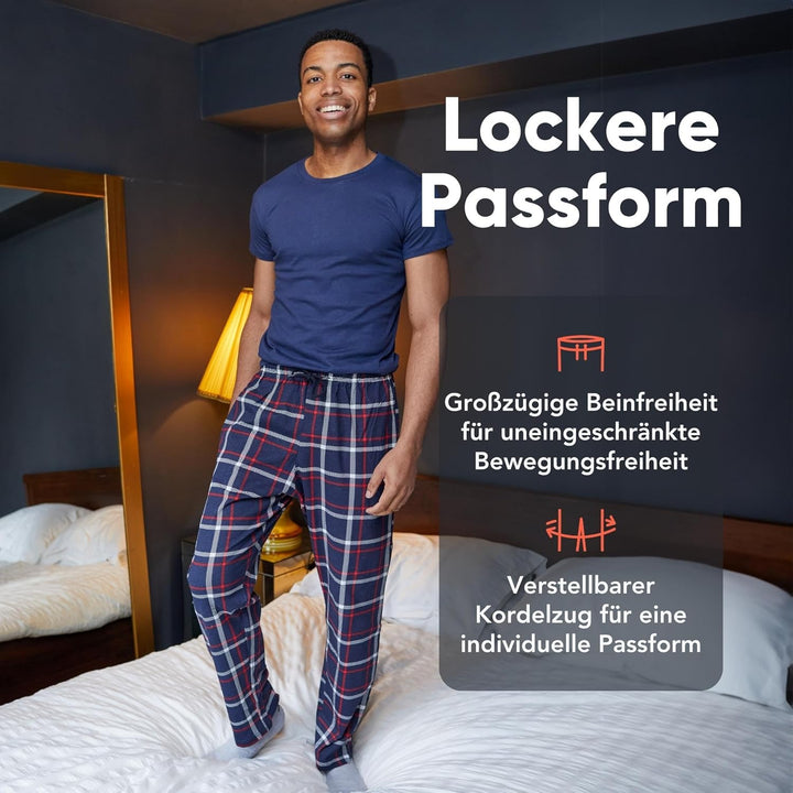 FM London 2er-Pack Pyjama für Herren - Leichte Herren-Pyjamahose, Loungewear und Nachtwäsche - Reich