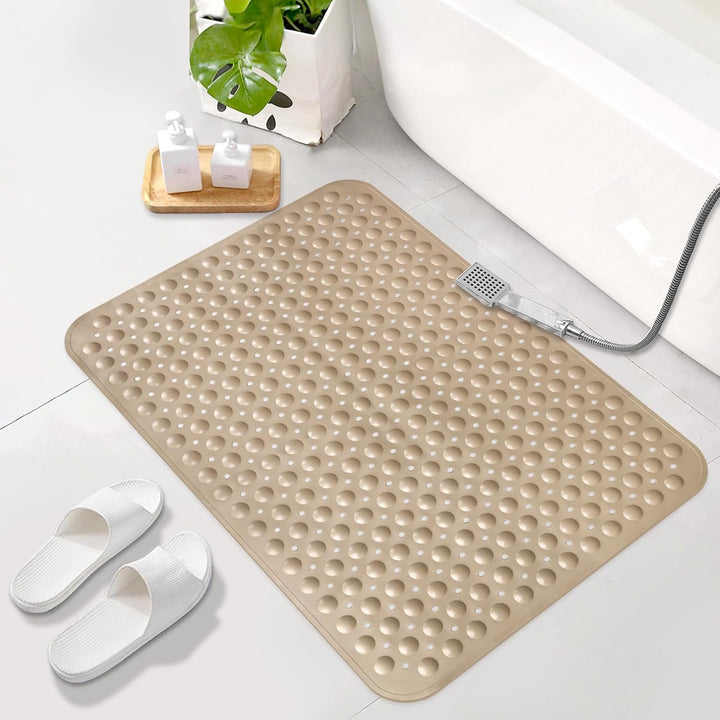 Gross Duschmatte rutschfest 60x90cm: Weich TPE Duscheinlage mit Ablauflöchern und Saugnäpfen - Antir