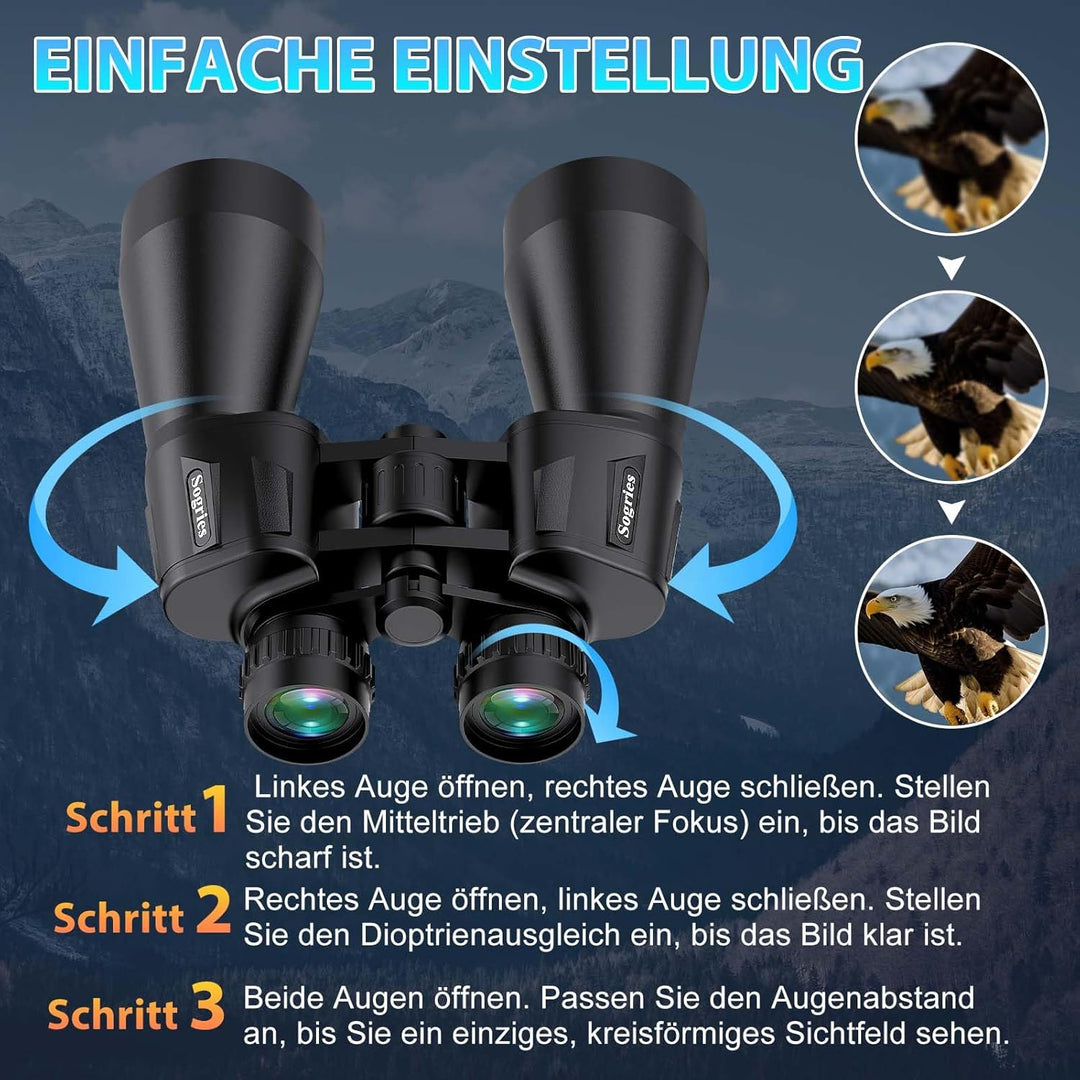 20 x 60 Fernglas für Erwachsene, leistungsstark, wasserdicht und beschlagsicher, kompaktes Fernglas