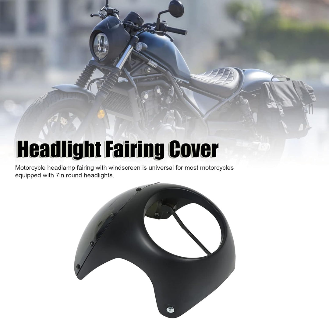 Keenso Motorrad Scheinwerfer Verkleidung Kit, Universal Motorrad 7 Zoll Runder Scheinwerfer Lampenma
