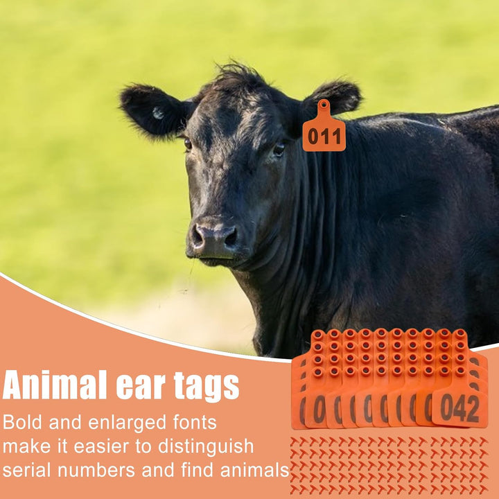 Ear Tags Cattle, Numbered Cattles Ears Tags 1-100, Soft Animal Identification Tool, Sturdy Farm Tagg