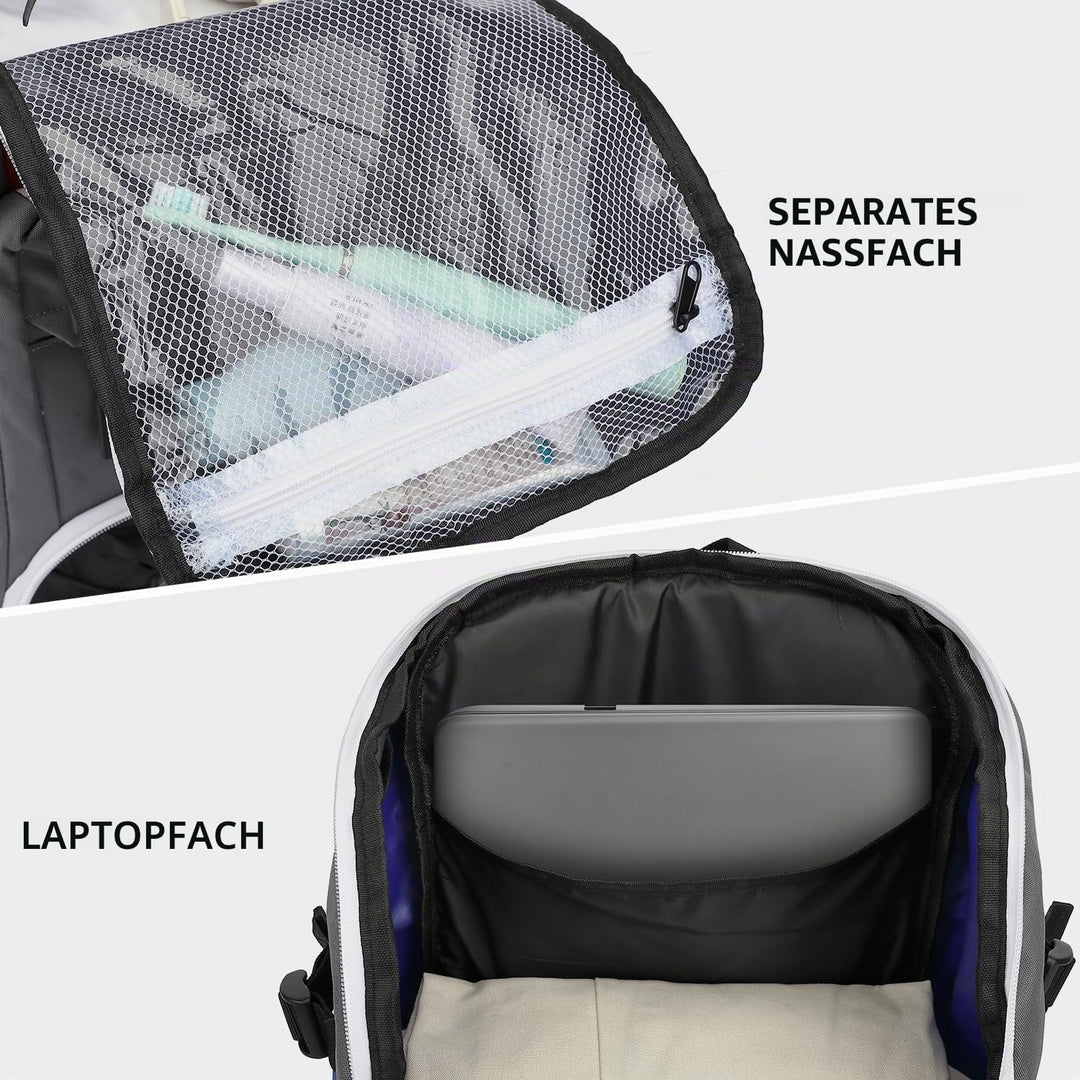 Sportrucksack Herren Damen mit Schuhfach Nassfach Wasserdicht Gym Schwimmrucksack Tagesrucksack mit
