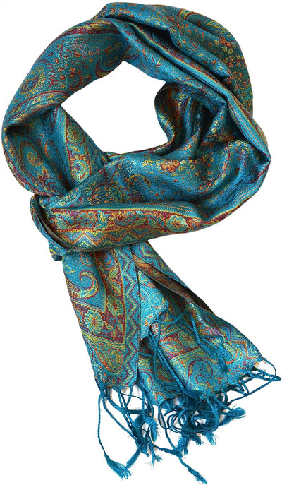 ufash Pashmina 100% Seidenschal aus Indien für Damen & Herren, Paisley Muster, 160 x 35 cm - Schal a