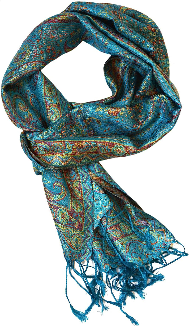 ufash Pashmina 100% Seidenschal aus Indien für Damen & Herren, Paisley Muster, 160 x 35 cm - Schal a