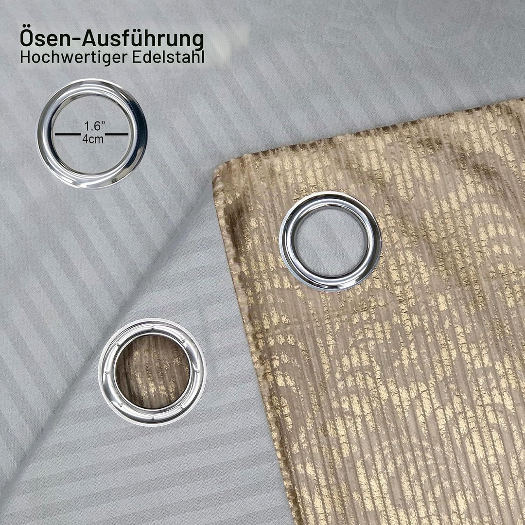 always4u Verdunkelungsvorhang, 2 Stück, 100 % Verdunklung, aus goldfarbenem Samt, mit Ösen, Thermovo