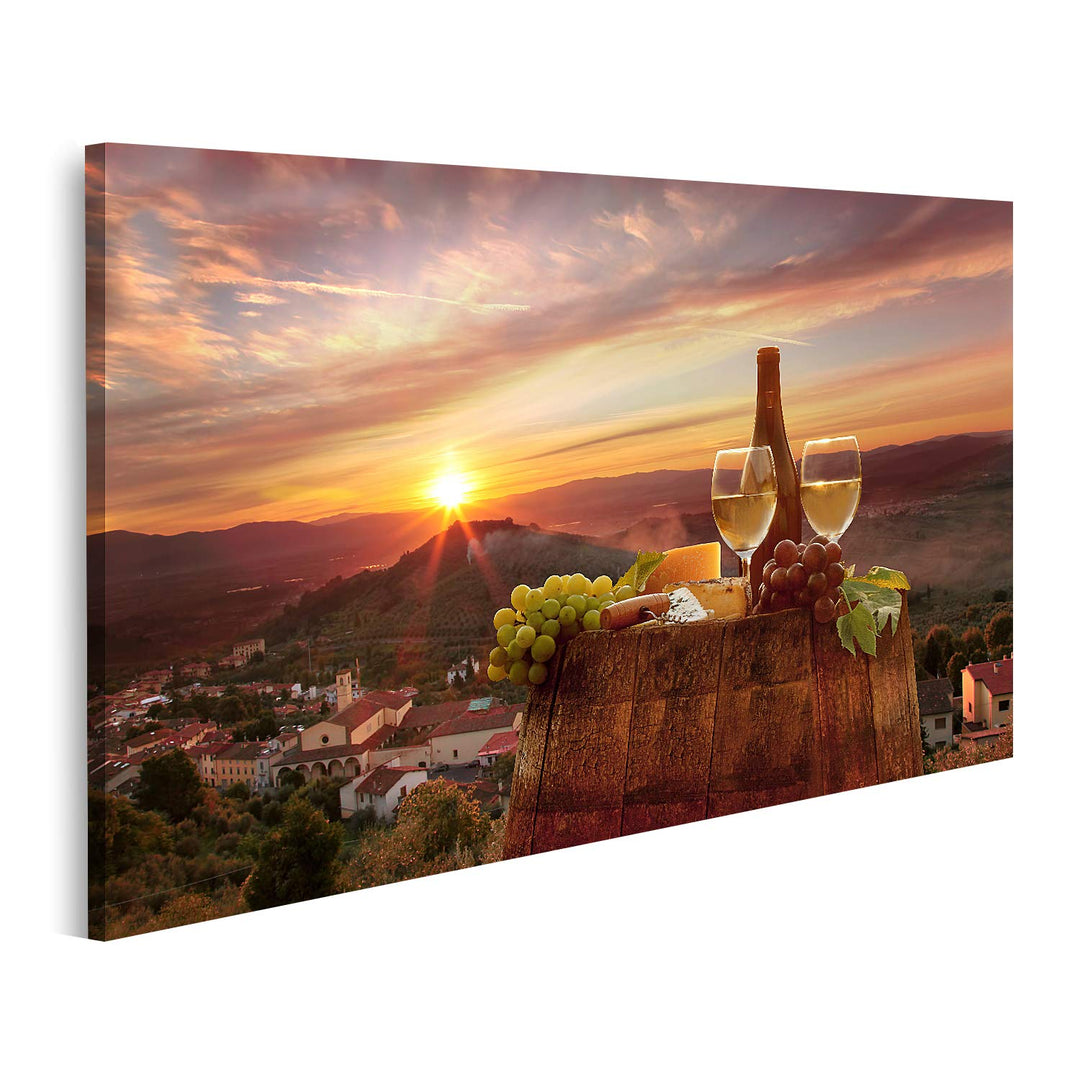 Bild auf Leinwand Weingut in der Chianti-Toskana Bilder Wandbild Poster Leinwandbild 100x57cm