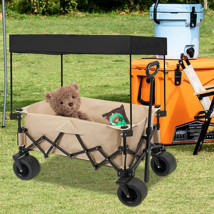 Bollerwagen Dach, Regenschutz Abdeckung für Vierseitig Klappbarer Bollerwagen Abnehmbares Sonnendach