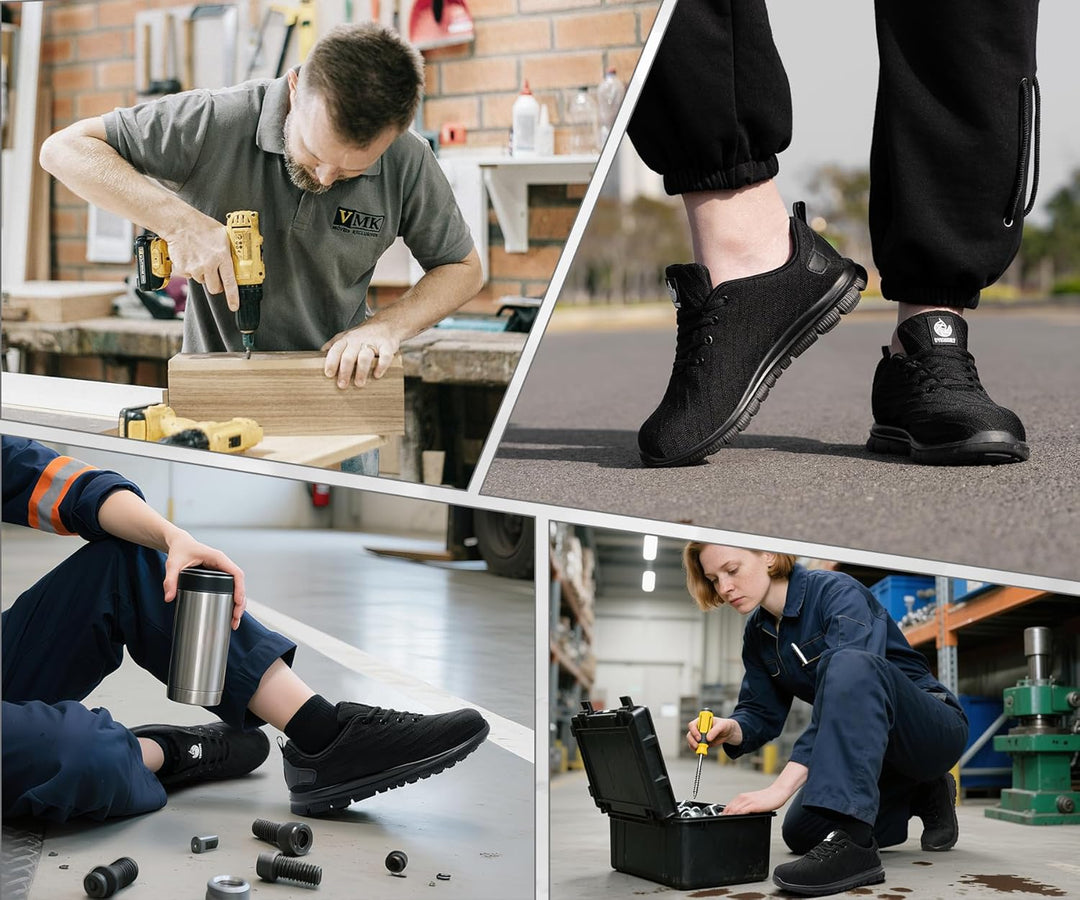 DYKHMILY Sicherheitsschuhe Damen Herren Pannensichere Arbeitsschuhe Leichte Stahlkappenschuhe Sportl