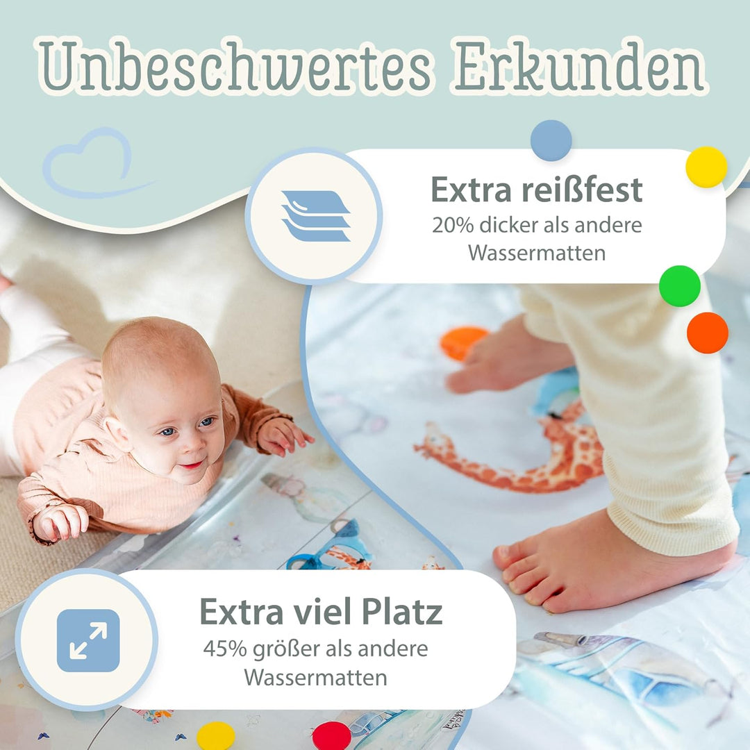 TummyTime Wassermatte XXL by Freudeskind, Baby Wasserspielmatte, 100% Phtalate- & BPA-frei ab 0, 3,