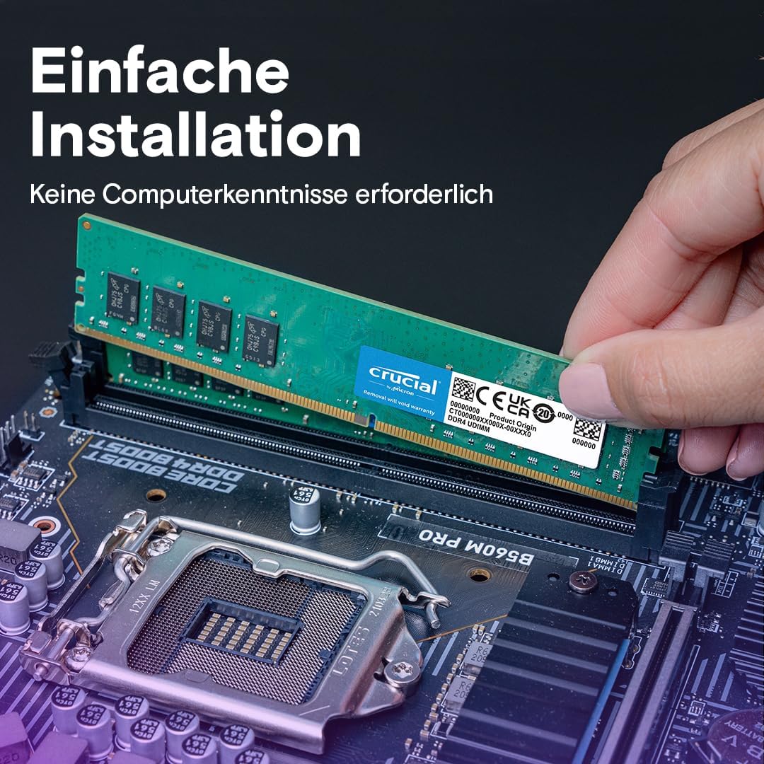 Crucial RAM 64GB (2x32GB) DDR4 3200MHz CL22 (2933MHz oder 2666MHz) Desktop Arbeitsspeicher Kit CT2K3