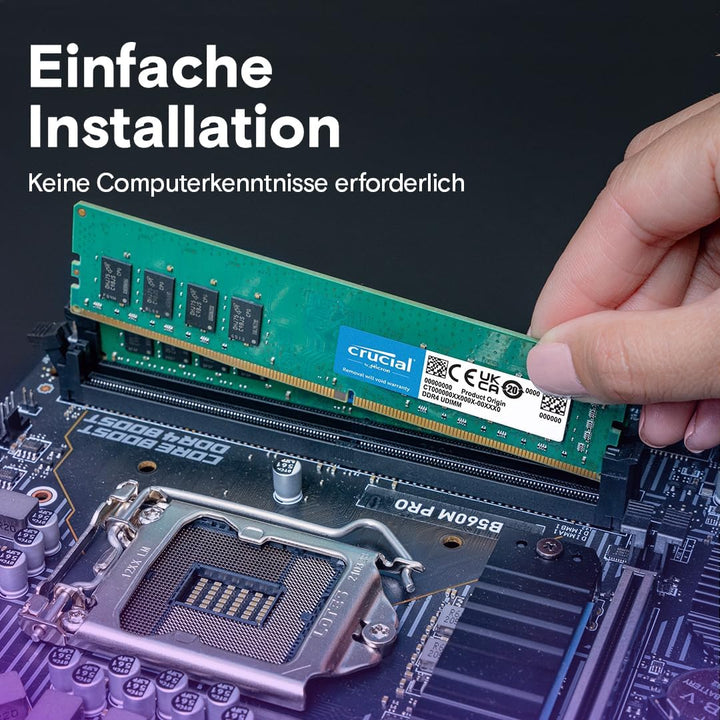 Crucial RAM 32GB DDR4 3200MHz CL22 (2933MHz oder 2666MHz) Desktop Arbeitsspeicher CT32G4DFD832A 32GB