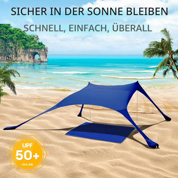 Strandzelt, Pop-Up, 2x2.1 m, LSF 50, Lycra, Sonnenschutz, für den Aussenbereich, Anti-Wind, Sonnensc