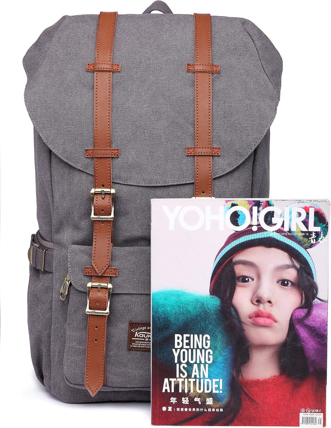 KAUKKO Unisex Ep5 Rucksack 45 x 27 x 17cm (HxBxT) （canvas Grau）, 45 x 27 x 17cm (HxBxT) （canvas Grau