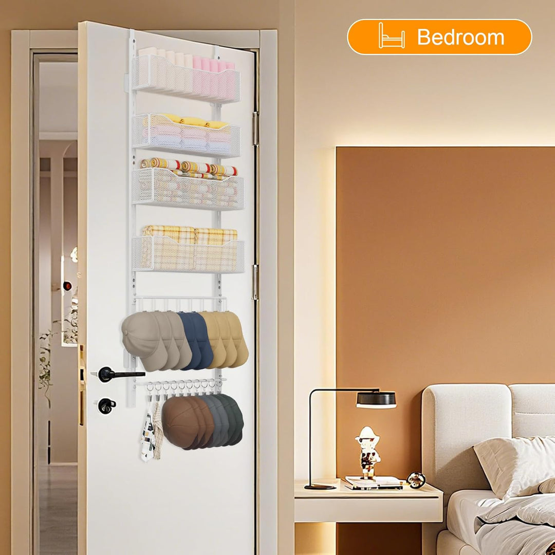 Über-der-Tür-Organizer, 2-in-1-Kleiderschrank-Organizer und Hutablage aus Metall mit 4 Verstellbaren