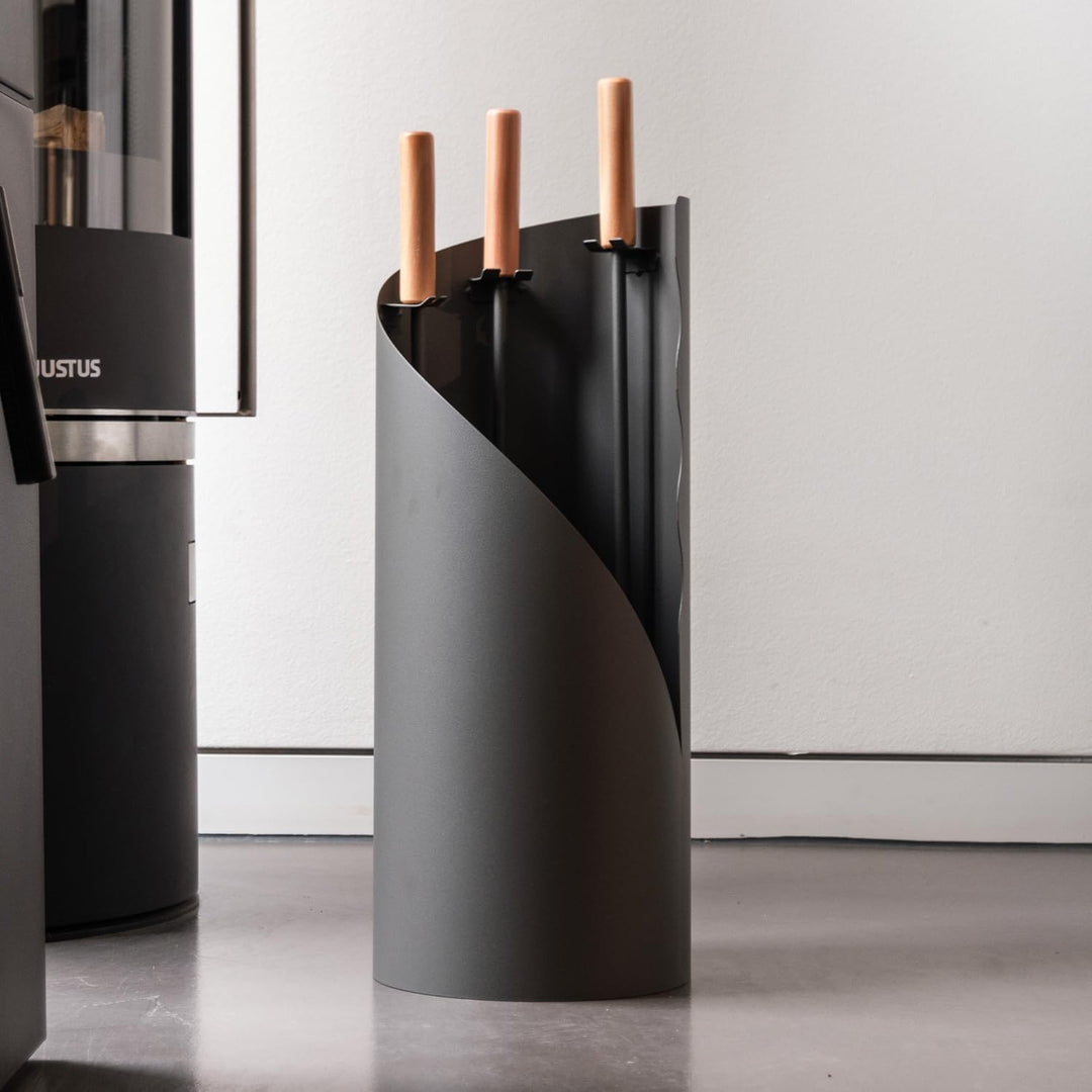 raik R1000 Raik Kaminbesteck Otto, 3-teilig, grau, Holzgriffe, 64