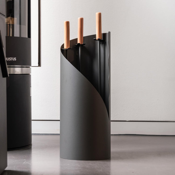 raik R1000 Raik Kaminbesteck Otto, 3-teilig, grau, Holzgriffe, 64