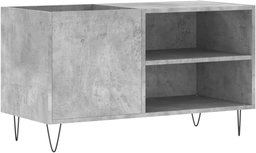 Rantry CD-Schrank, Holztechnik, Grau, Beton, 85 x 38 x 48 cm, CD-Rack, Standregal, Aufbewahrung, Möb