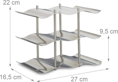 Relaxdays Weinregal Edelstahl für 9 Flaschen, Modernes Metall Design, Flaschenregal stehend, HBT 22