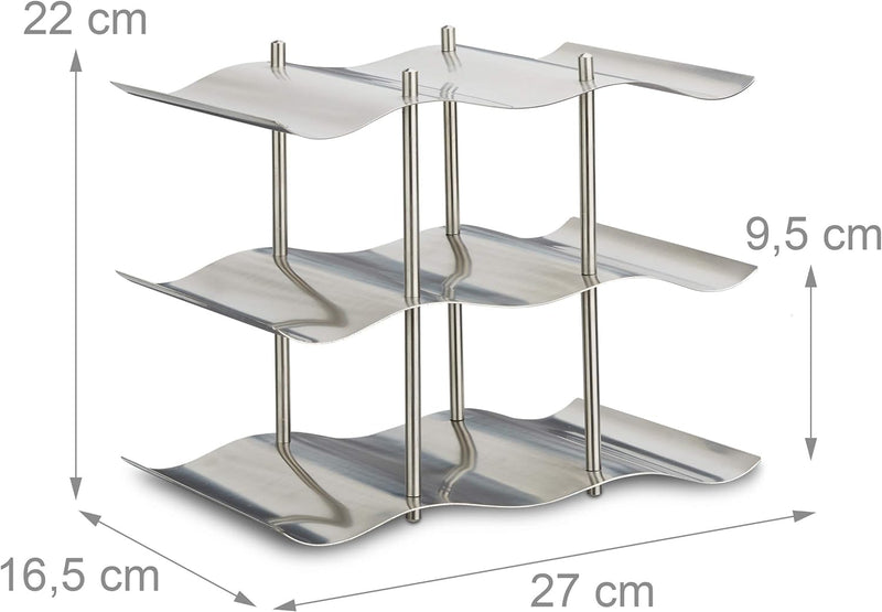 Relaxdays Weinregal Edelstahl für 9 Flaschen, Modernes Metall Design, Flaschenregal stehend, HBT 22