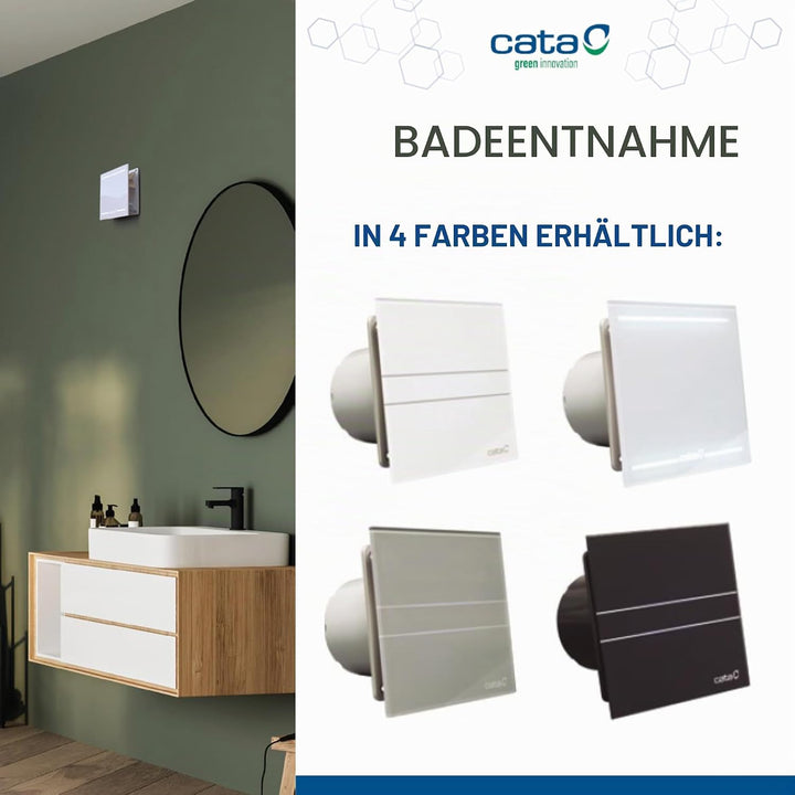 Ventilator Lüfter CATA E-100GT B,Timer, Weiss Glasfront