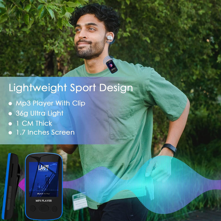 32GB Leichter Sport MP3 Player - Mini Wearable Aiworth Musik Player mit Bluetooth 5.0, HiFi Sound, K