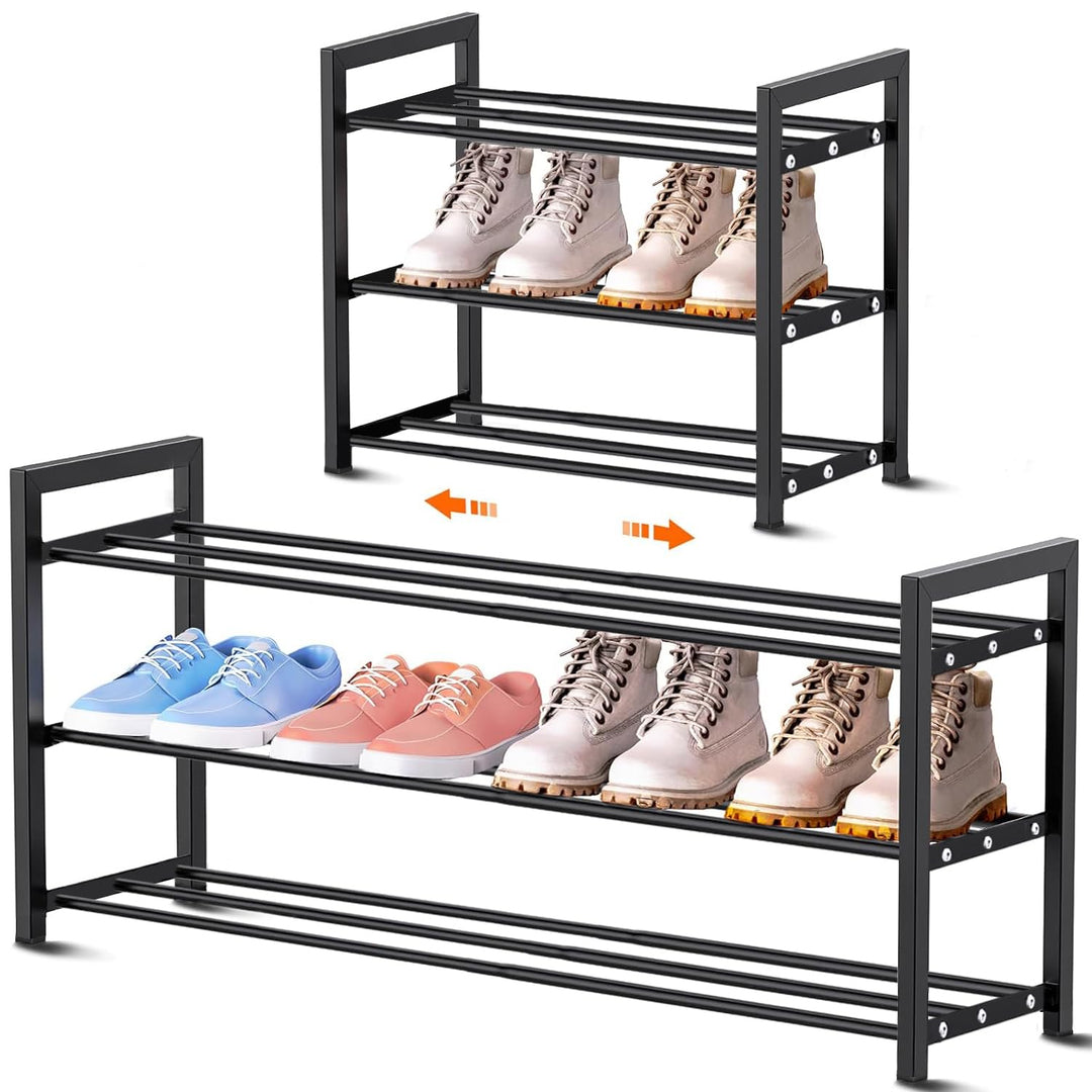 Erweiterbares Schuhregal, kleine Schuhaufbewahrung, schmale Schuhregale, Metall, schmales Schuhregal