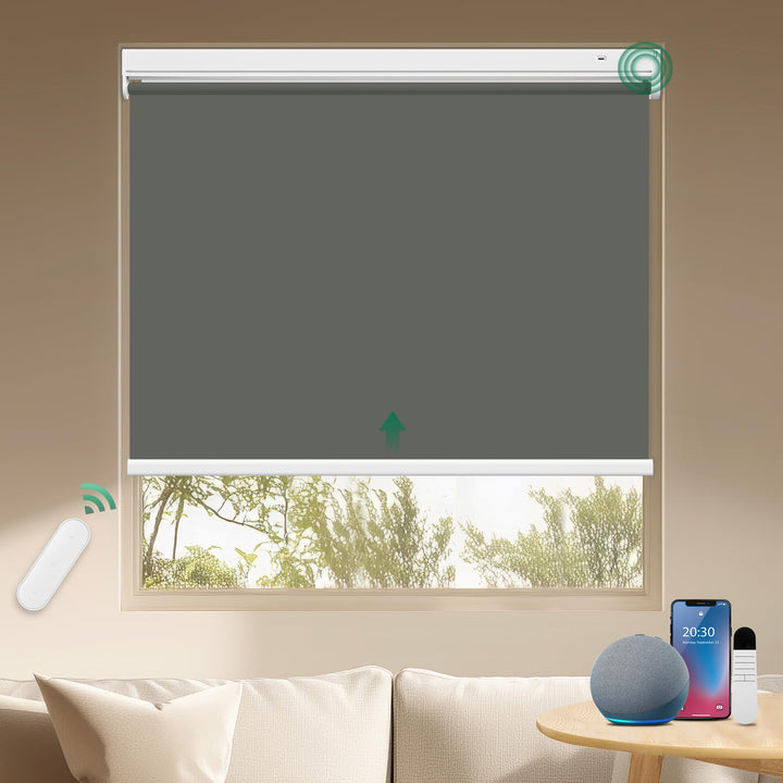 Allesin Wiederaufladbare Verdunklungsrollo ohne Bohren, (45x100cm,Anthrazit) Elektrische Rollo Innen