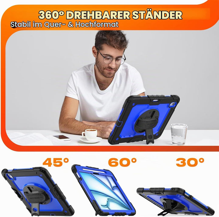 SEYMAC stock Hülle für iPad Air 11 Zoll 2025/2024 (M3/M2, Air 7./6. Generation), Stossfeste Schutzhü