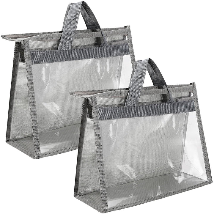 2 Stück Staubbeutel für Handtaschen, Staubschutzbeutel mit Reissverschluss und Griff, Transparente H