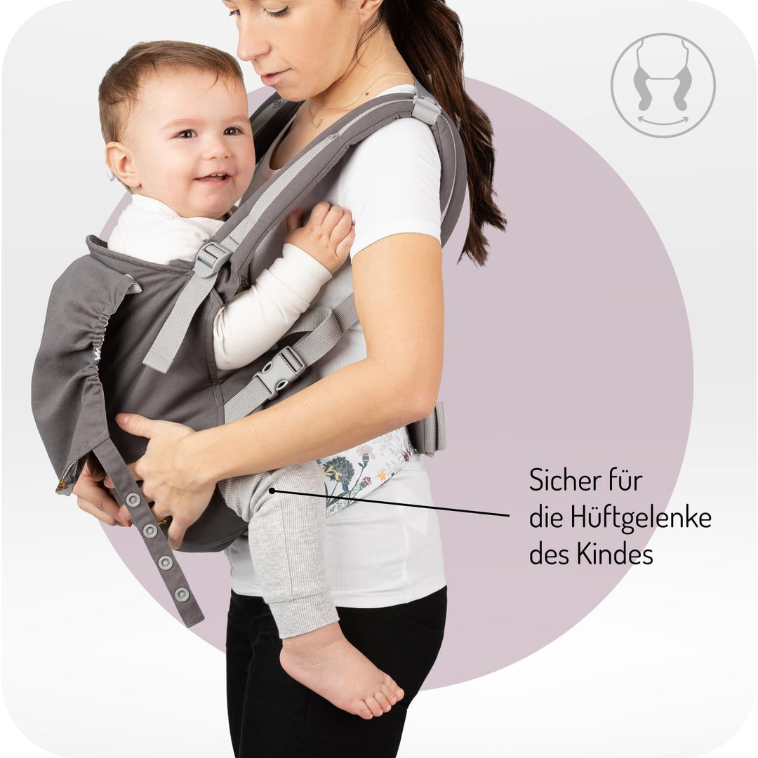 MoMi COLLET Babytrage für Kinder im Alter 3-48 Monate (4-20 kg Körpergewicht), 2 Tragepositionen mit